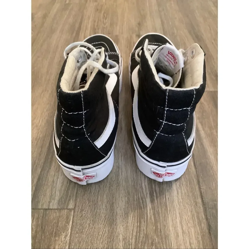 Vans Unisex M7.5 W9 Black White Sk8-Hi Tapered Platform Shoes Streetwear P8-8